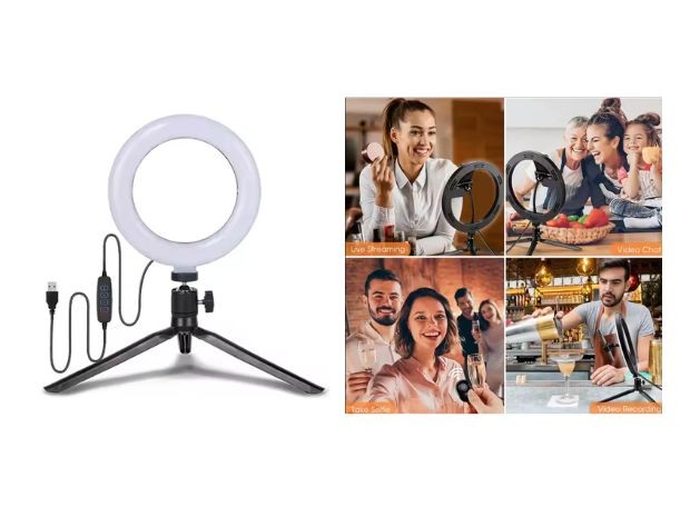 &u+ PANEL LED FOTOGRAFIA FRIO CALIDO KIT ARO 32CM + TRIPODE MESA